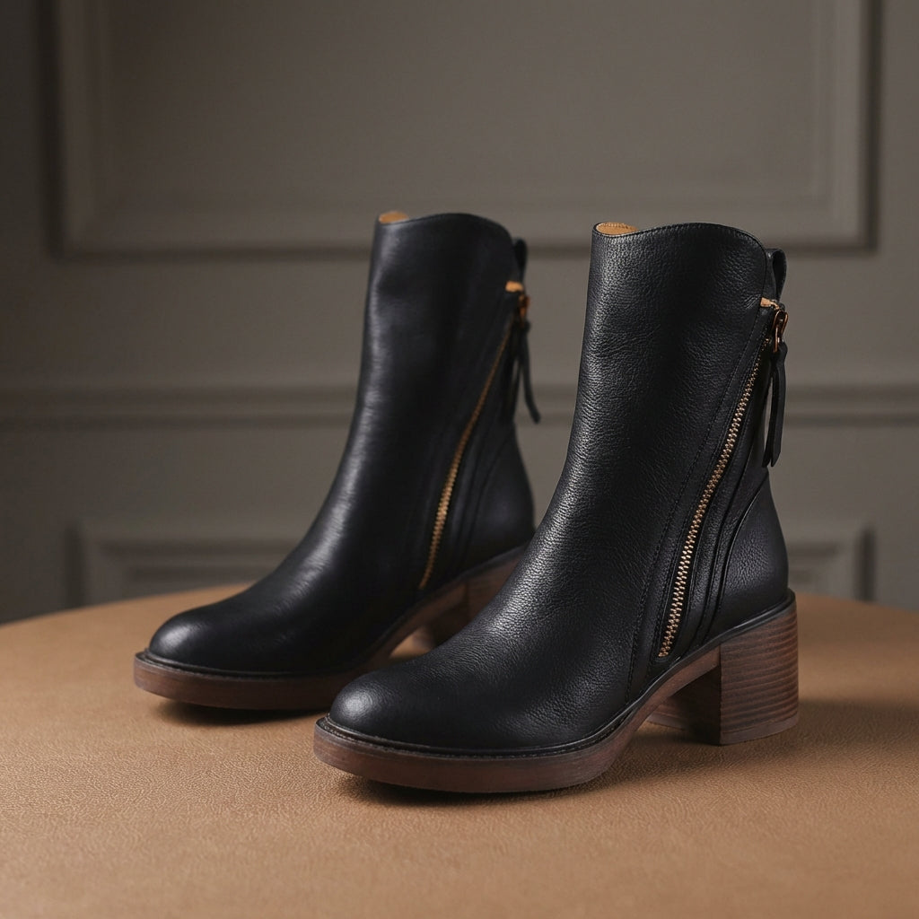 Damen Stiefel mit seitlichem Reißverschluss und gepolstertem Fußbett