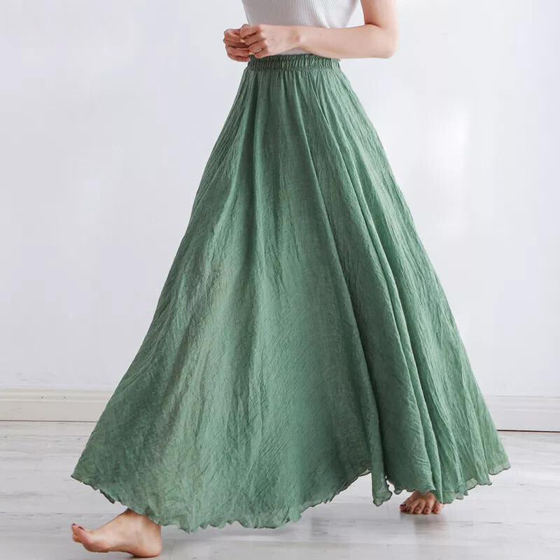 Damen Maxi Rock Plissee A-Linie Freizeit Sommer