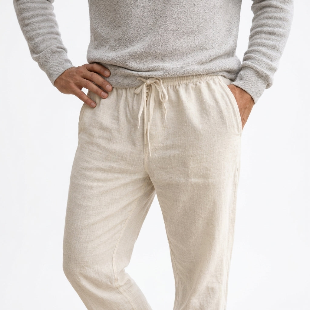 Herren Stoffhose mit Kordelzugbund, minimalistisches Design