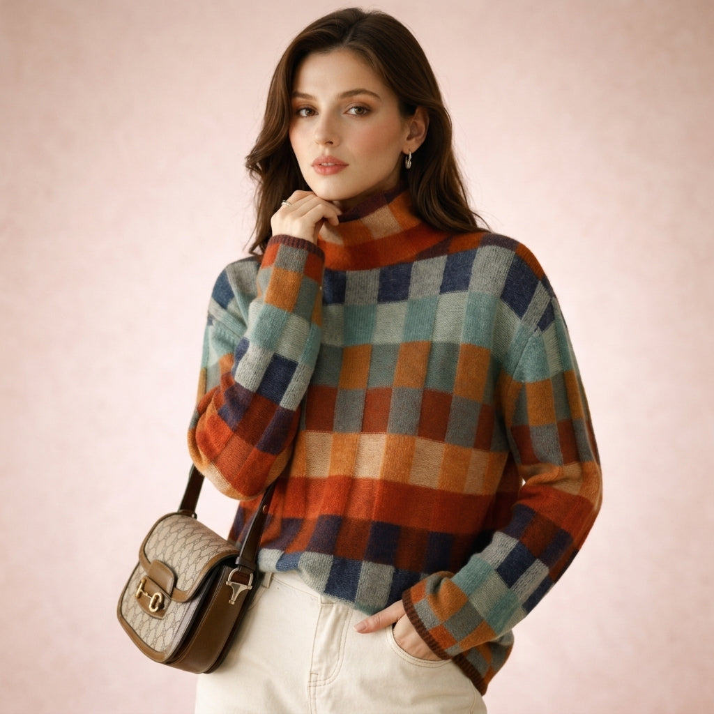 Damen Rollkragenpullover Regular Fit Mehrfarbig