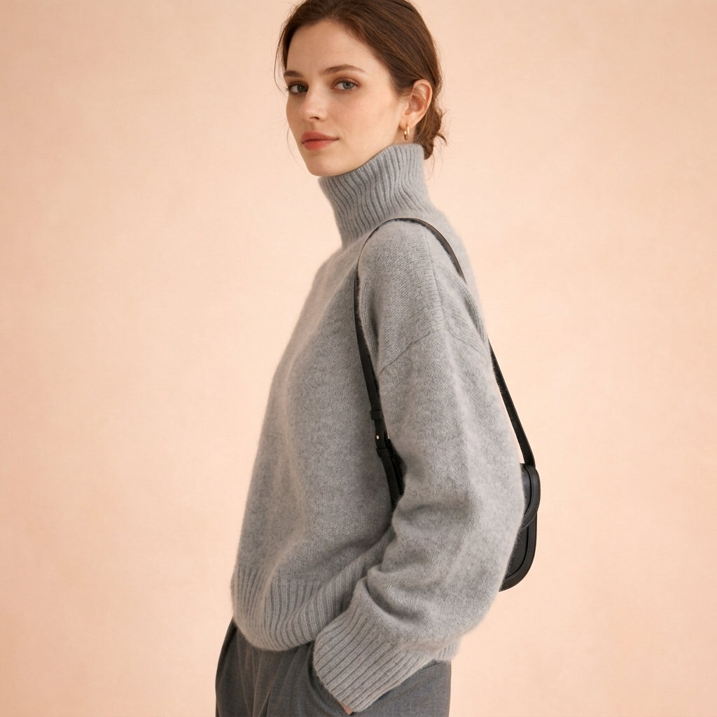 Rollkragenpullover Damen Regular Fit Freizeit Elegant