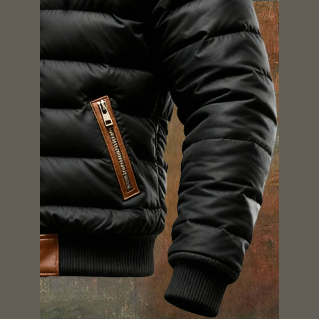 Herren Steppjacke Schwarz Sherpa Futter Regular Fit Freizeit