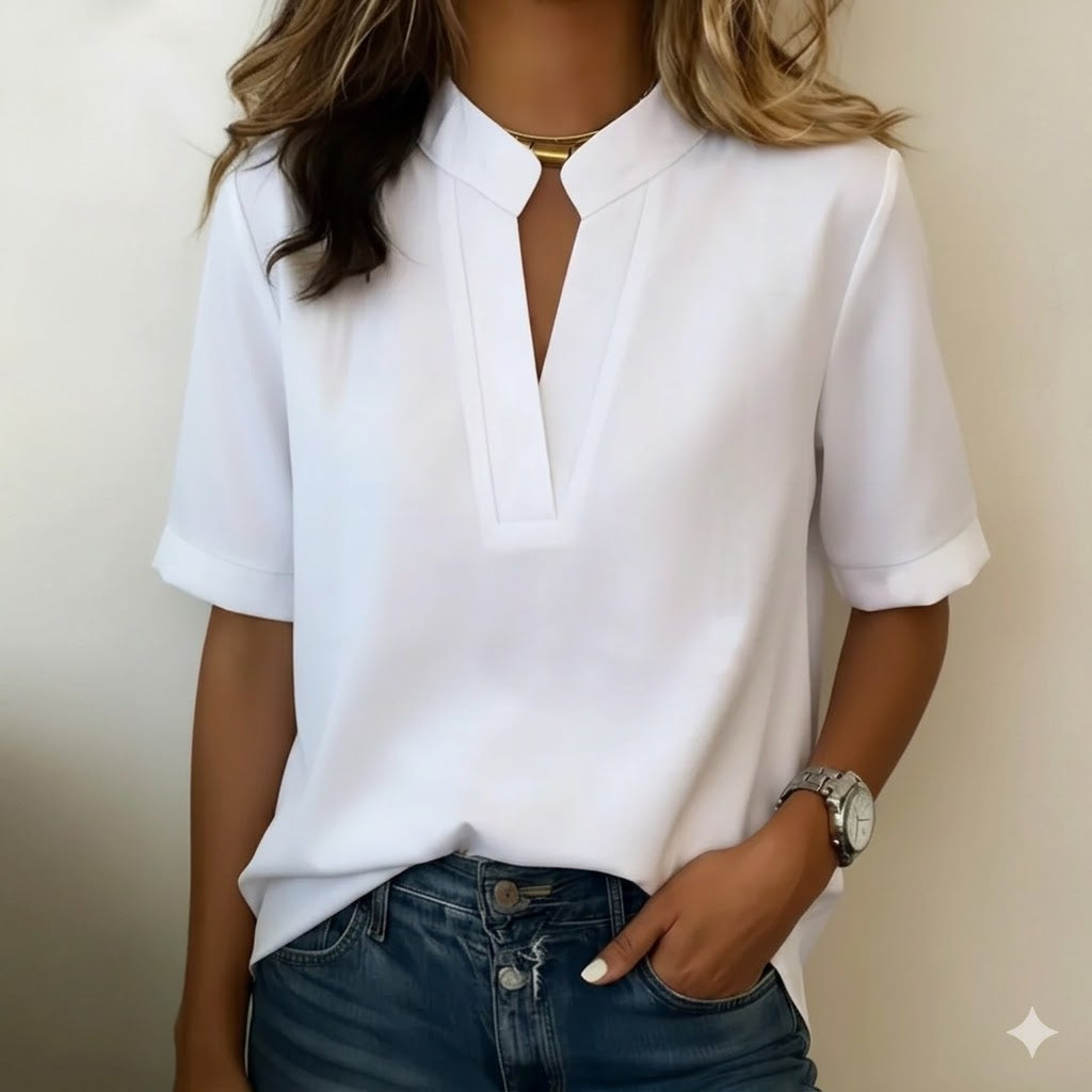 Damen Bluse Regular Fit Elegant mit raffiniertem Kragen