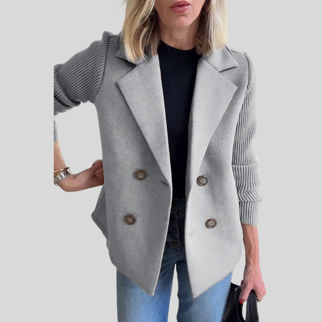 Damen Blazer Regular Fit Business Elegant mit Strickärmeln