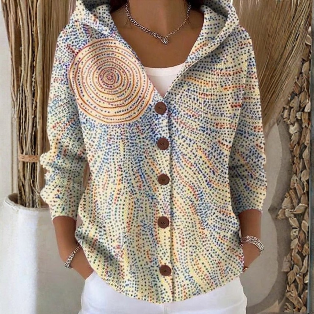 Damen Strickjacke mit Kapuze Casual Regular Fit Freizeit
