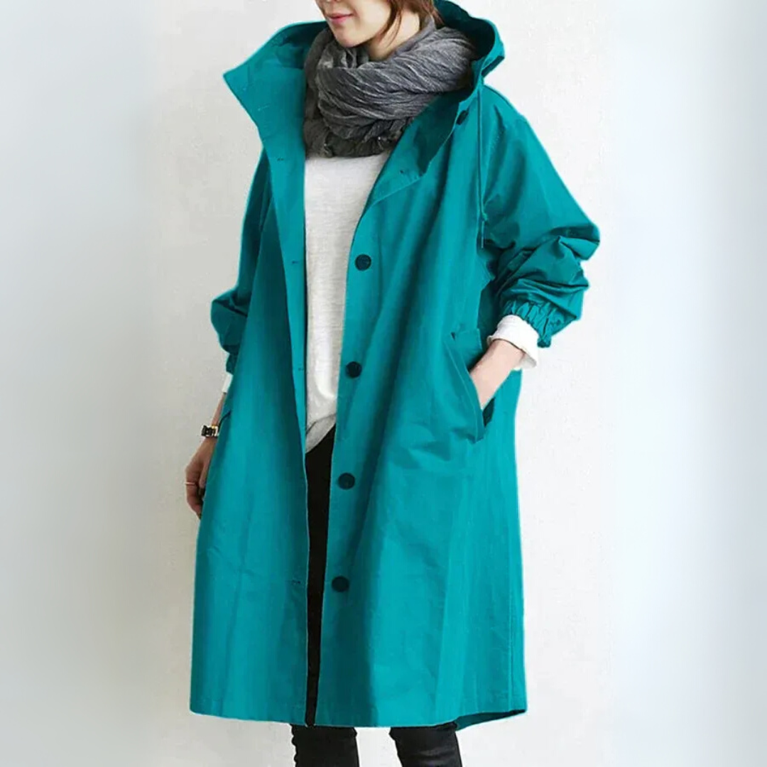 Damen Trenchcoat Lang Relaxed Fit Casual Elegant