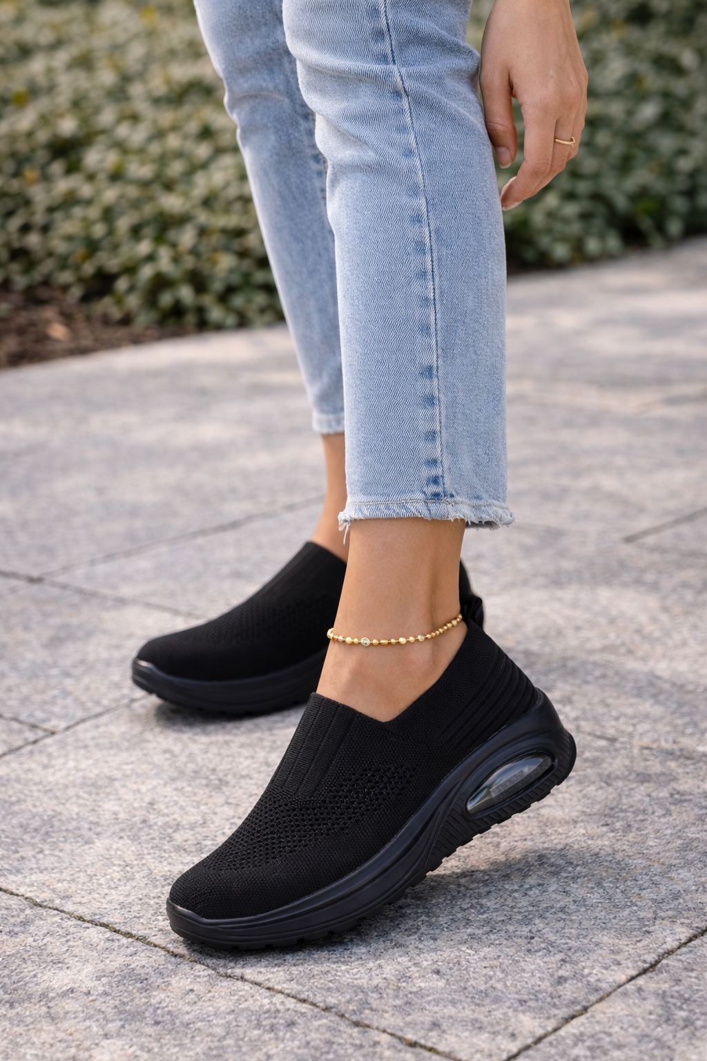 Damen Slip-On Sneaker mit Strick-Obermaterial