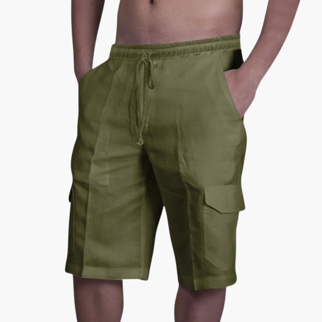 Herren Cargoshorts Relaxed Fit Freizeit Sommer mit Kordelzug und Taschen