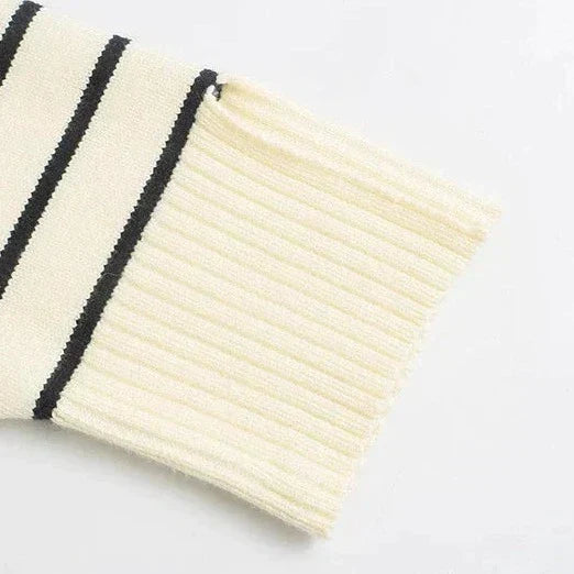 Damen Strickpullover Gestreift mit Halb-Zip