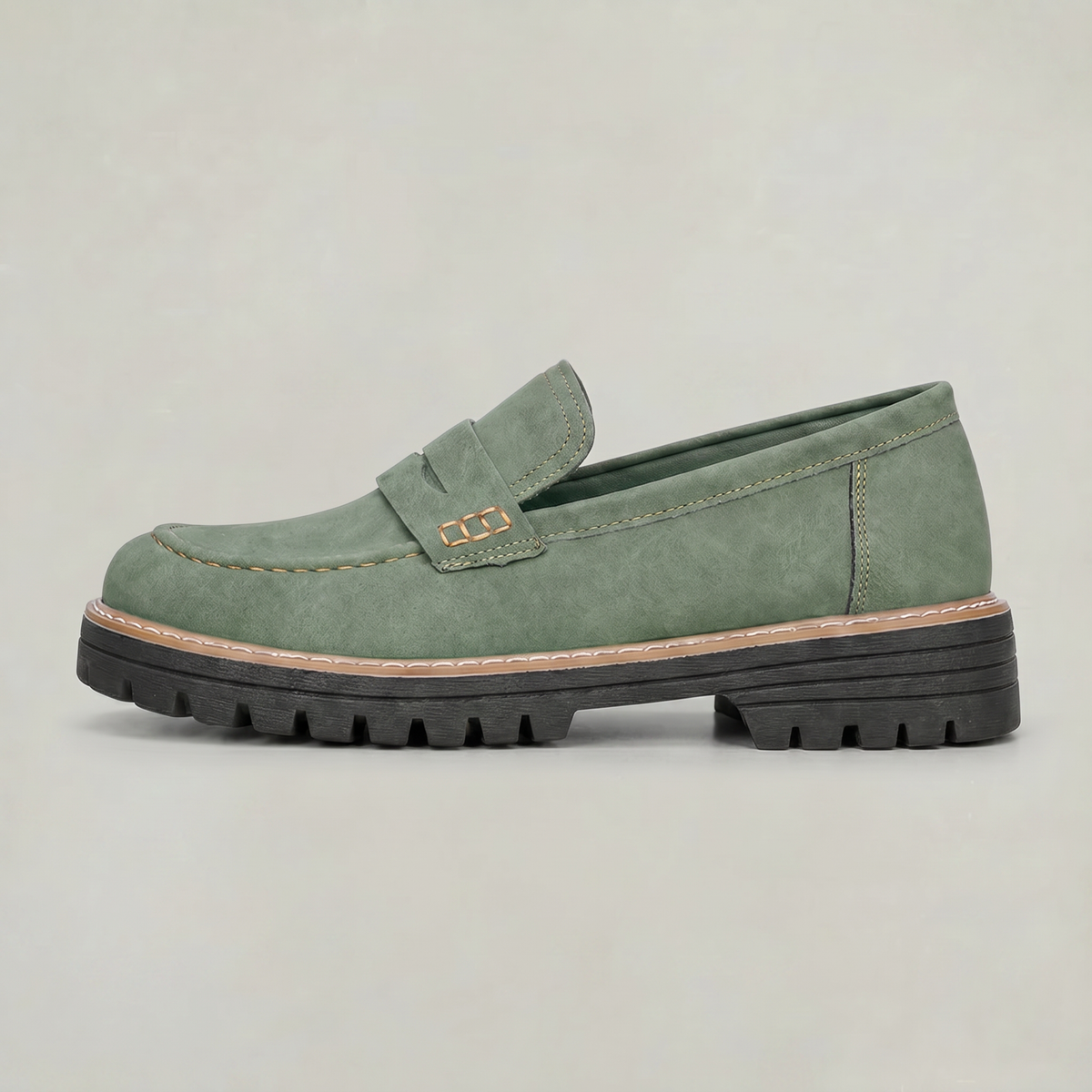 Damen Penny-Loafer Wildleder-Optik mit Plattformsohle