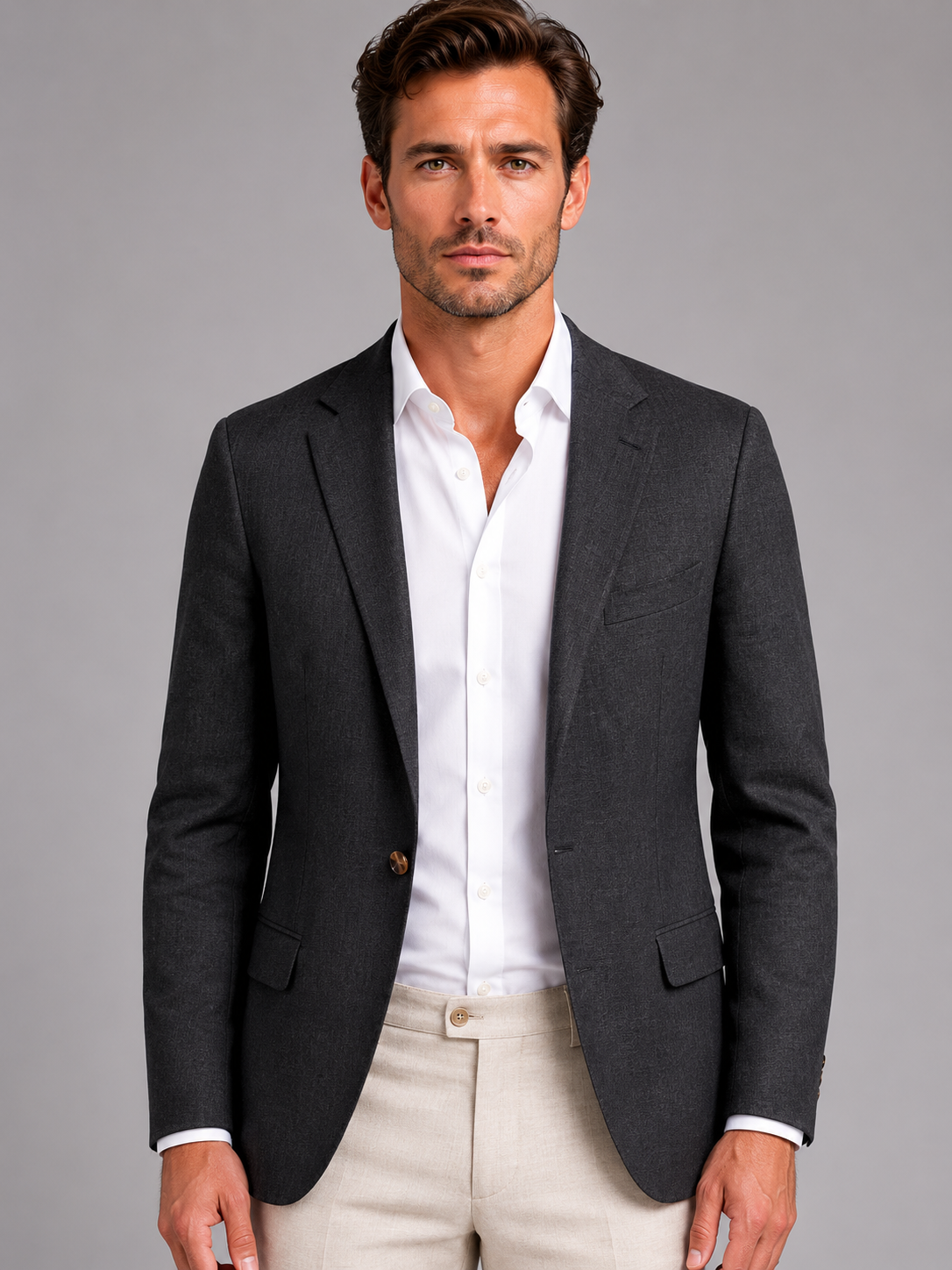 Herren Blazer Slim Fit mit Reverskragen und Brusttaschen