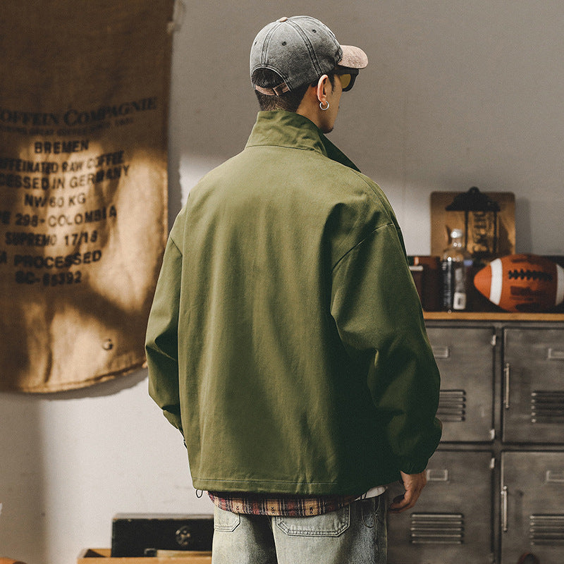 Herren Utility-Jacke Oversize mit Reißverschluss und Stehkragen