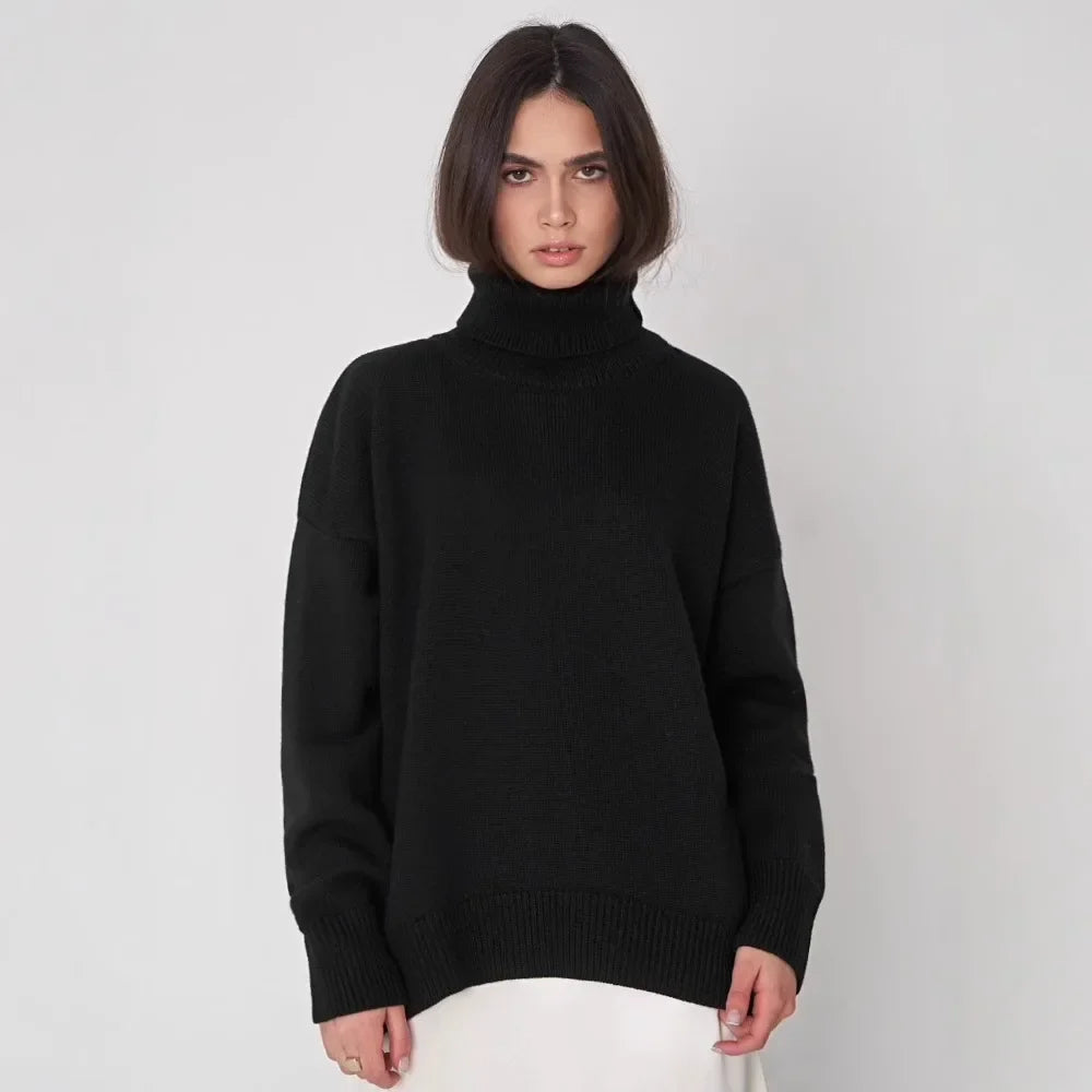 Damen Rollkragenpullover Regular Fit Freizeit weich