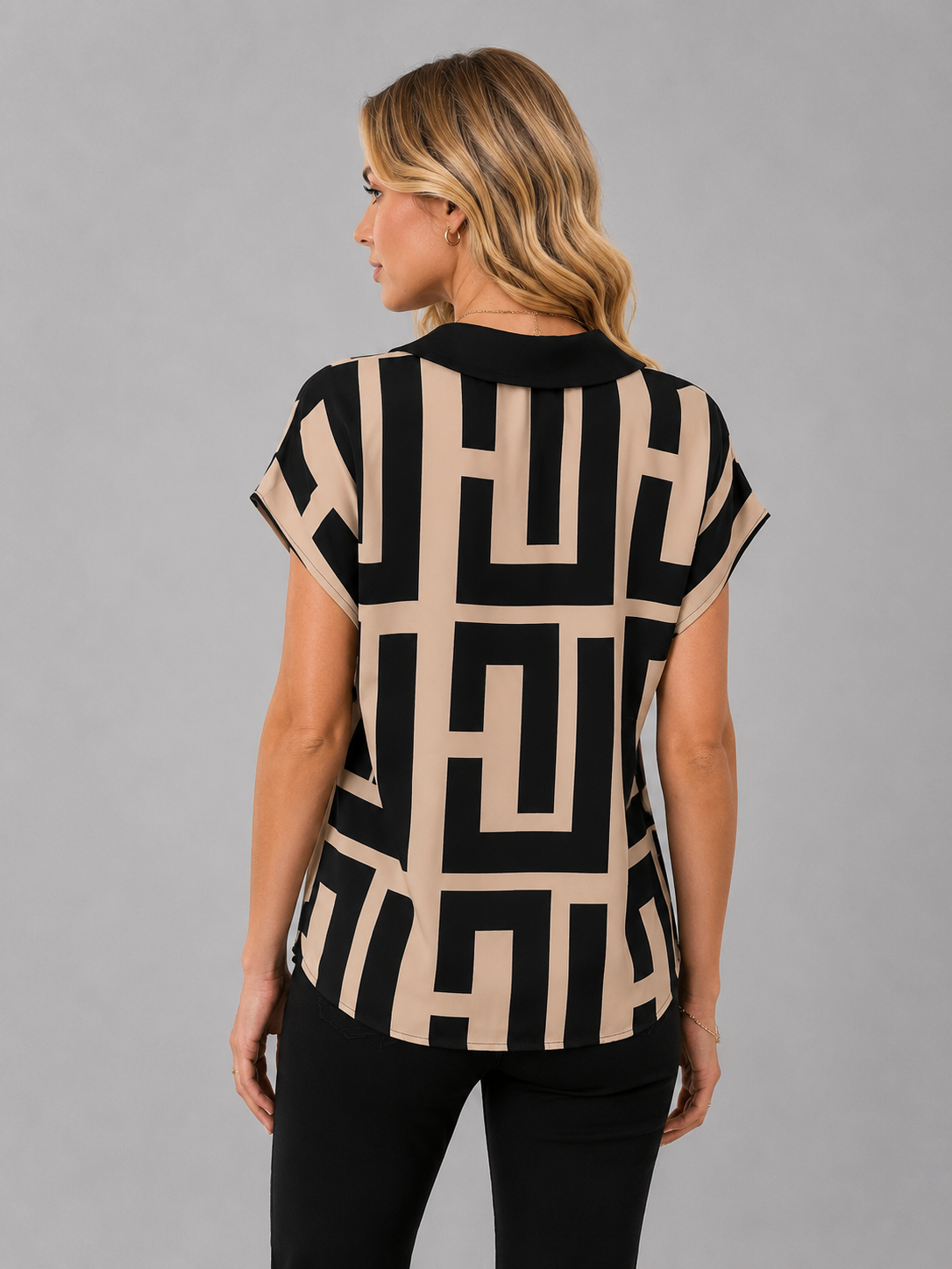 Damen Bluse V-Ausschnitt Slim Fit Smart Casual Elegant