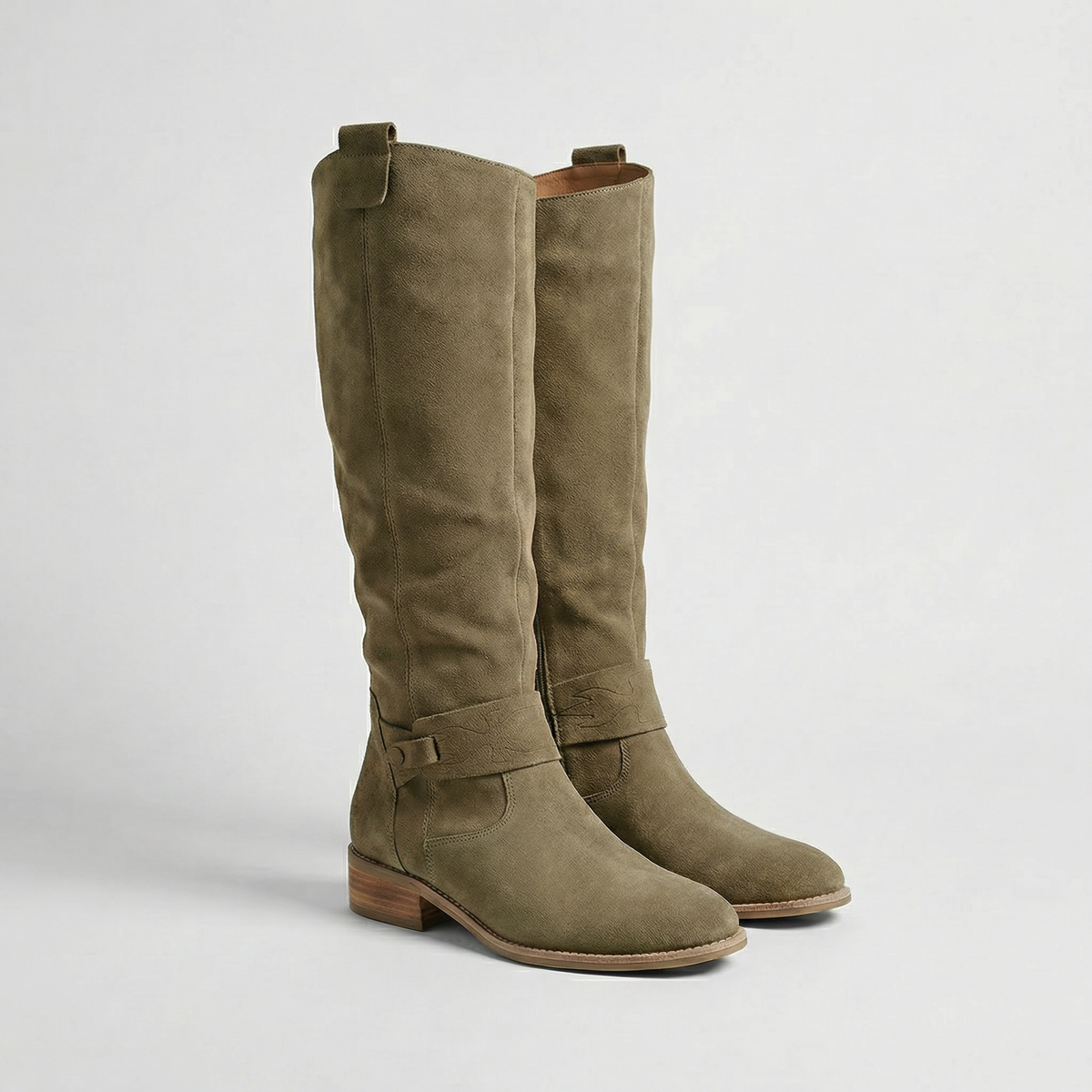 Damen Slouch-Stiefel Knielang mit niedrigem Absatz