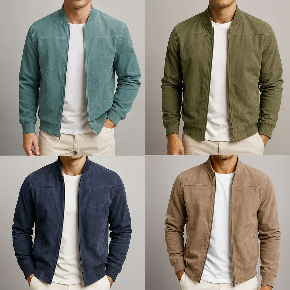 Herren Slim Fit Wildlederjacke Casual zeitlos elegant