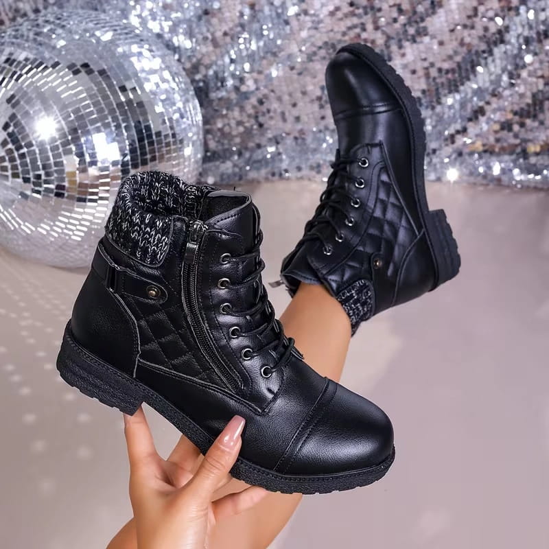 Damen Stiefeletten mit seitlichem Reißverschluss und Blockabsatz