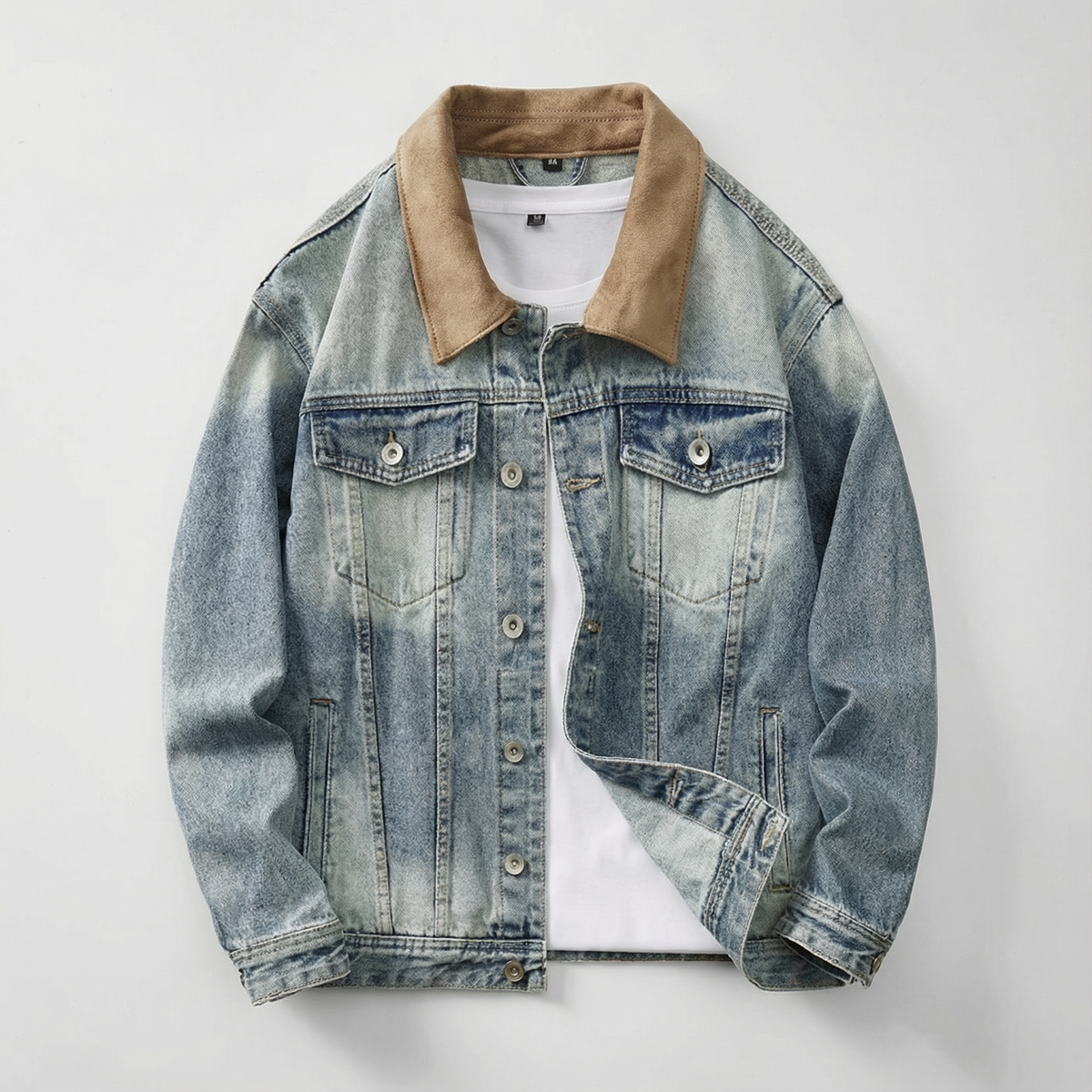 Herren Denimjacke Regular Fit Freizeit Vintage-Stil