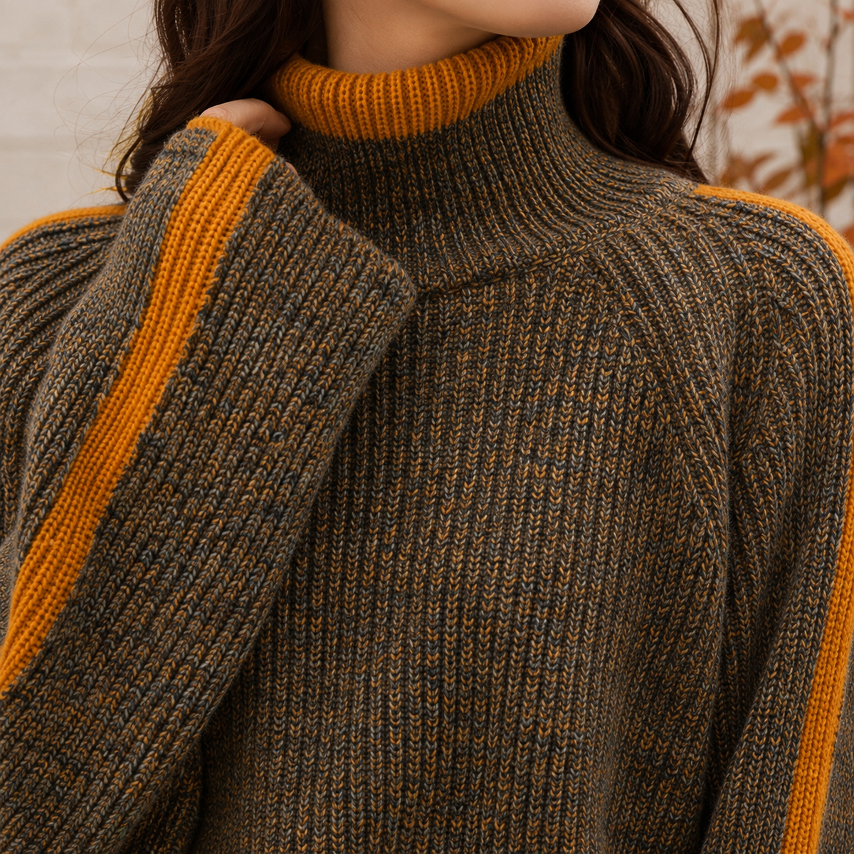 Damen Rollkragenpullover Oversize mit ausgestellten Ärmeln
