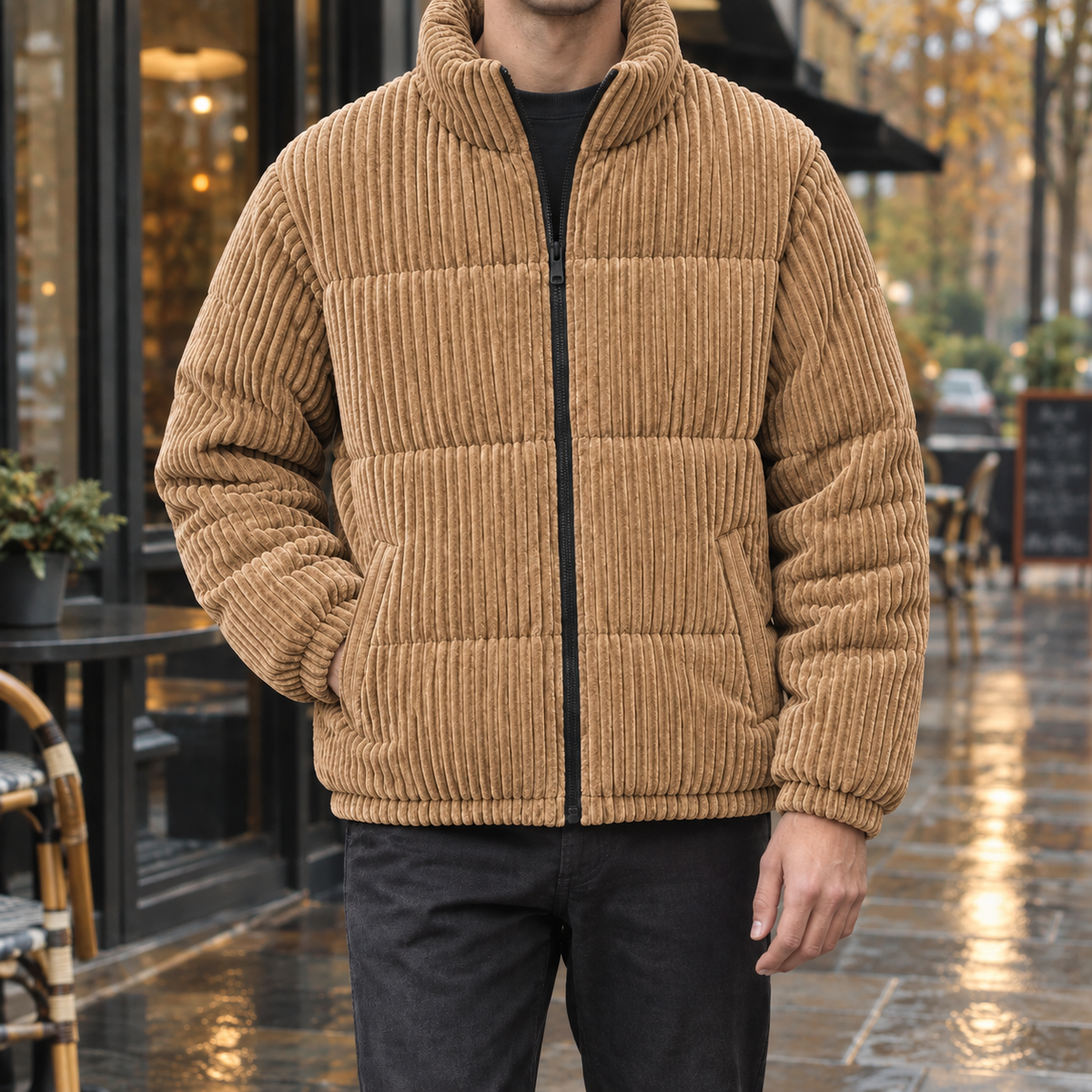 Cordjacke Herren Relaxed Fit Freizeit Herbst
