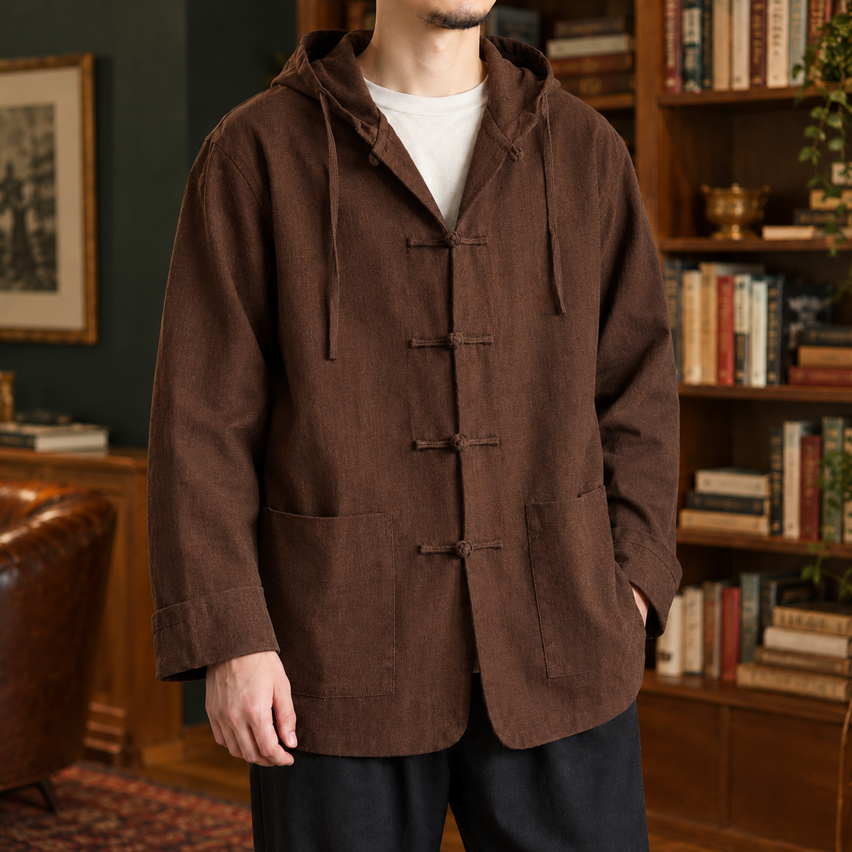 Herren Kapuzenjacke Relaxed Fit Freizeit mit Kordelzug