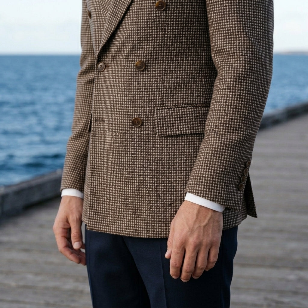 Herren Blazer Slim Fit mit Karomuster und taillierter Passform