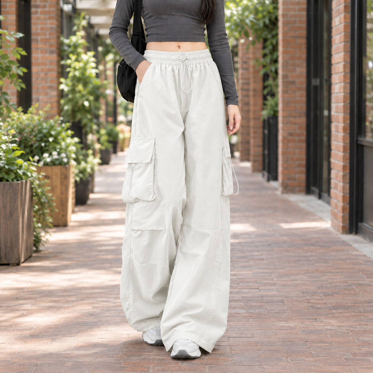 Damen Weite Beinhose Relaxed Fit Freizeit