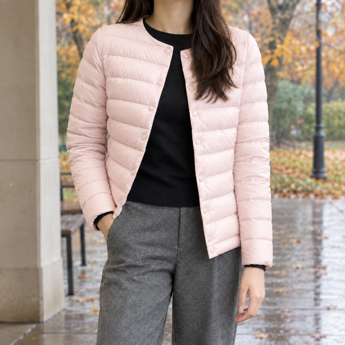 Damen Steppjacke Slim Fit Freizeit Leicht