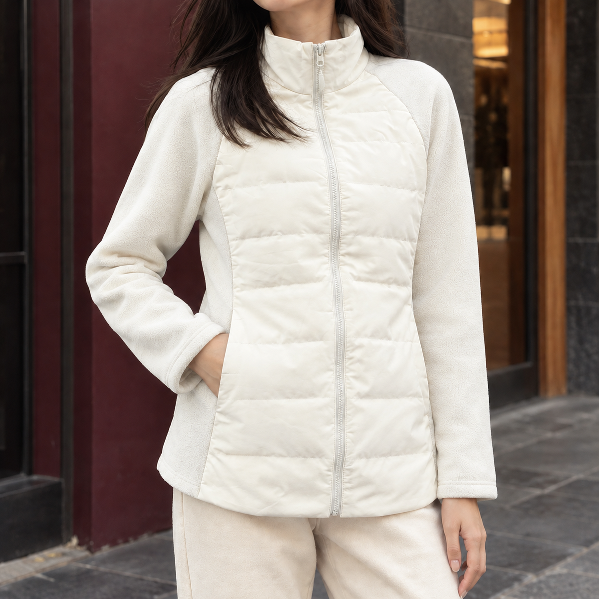 Damen Steppjacke Slim Fit Freizeit mit Stehkragen