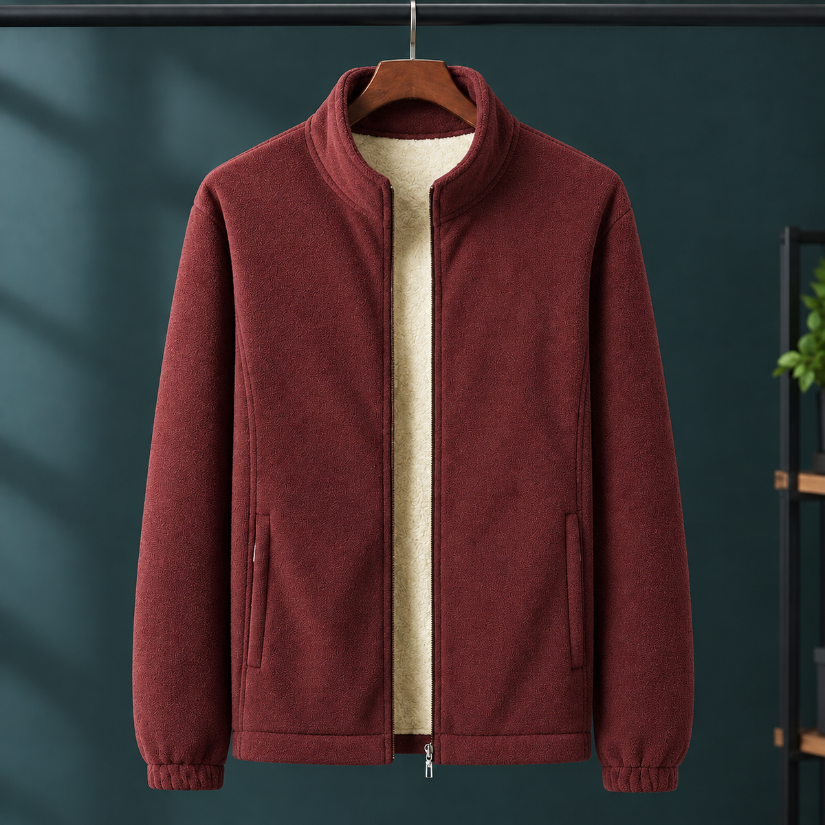 Fleecejacke Damen Regular Fit Freizeit mit Stehkragen