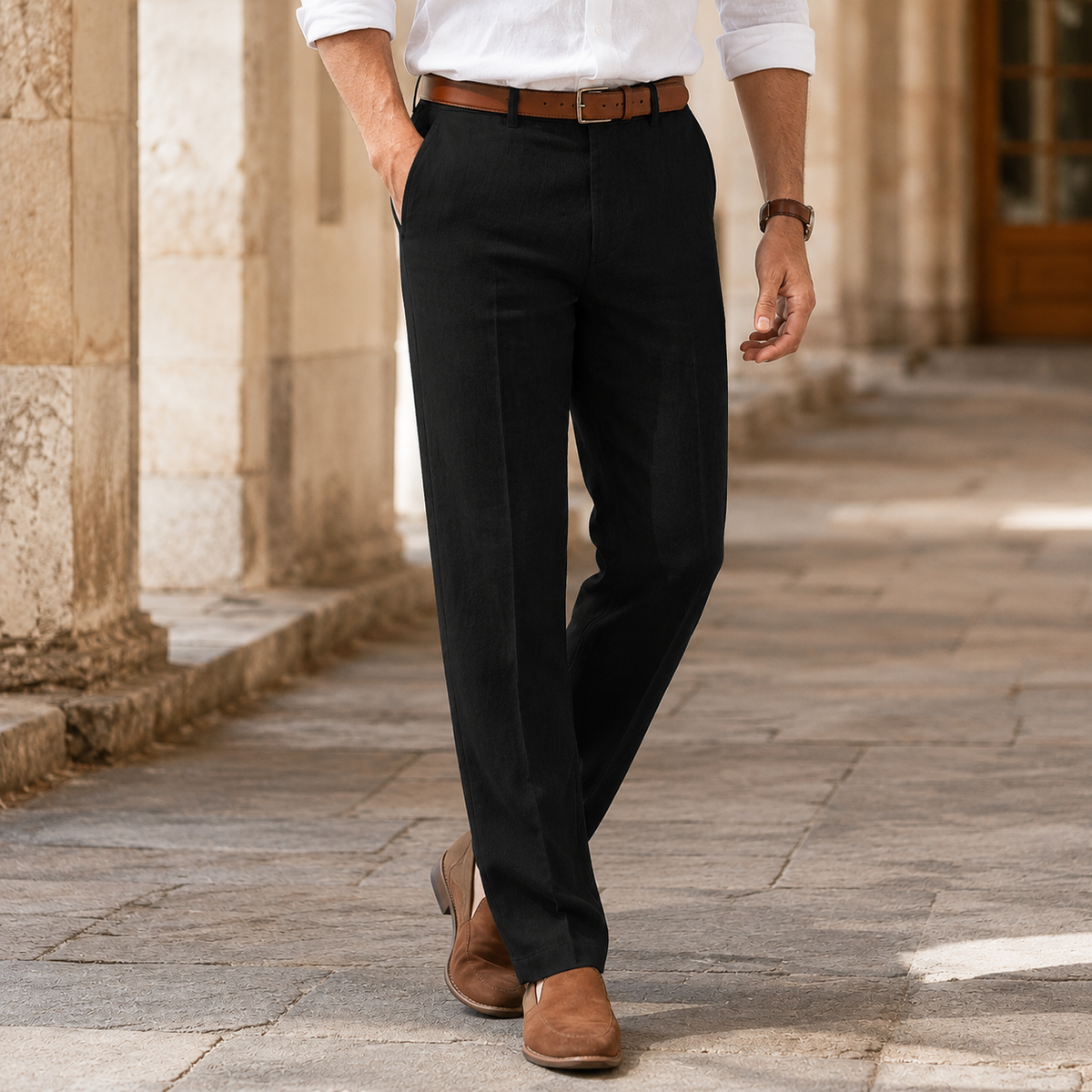 Herren Hose Straight Fit mit Gürtelschlaufen