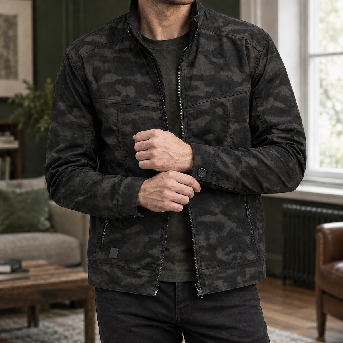 Utility-Jacke Herren Regular Fit Freizeit mit Reißverschluss