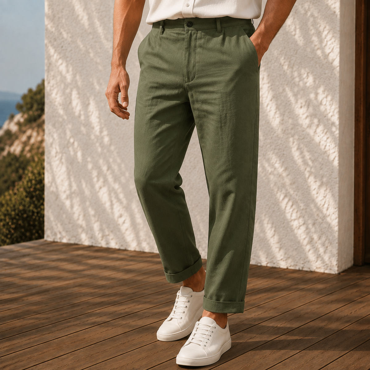 Herren Hose mit Knopfbund, leicht zulaufend