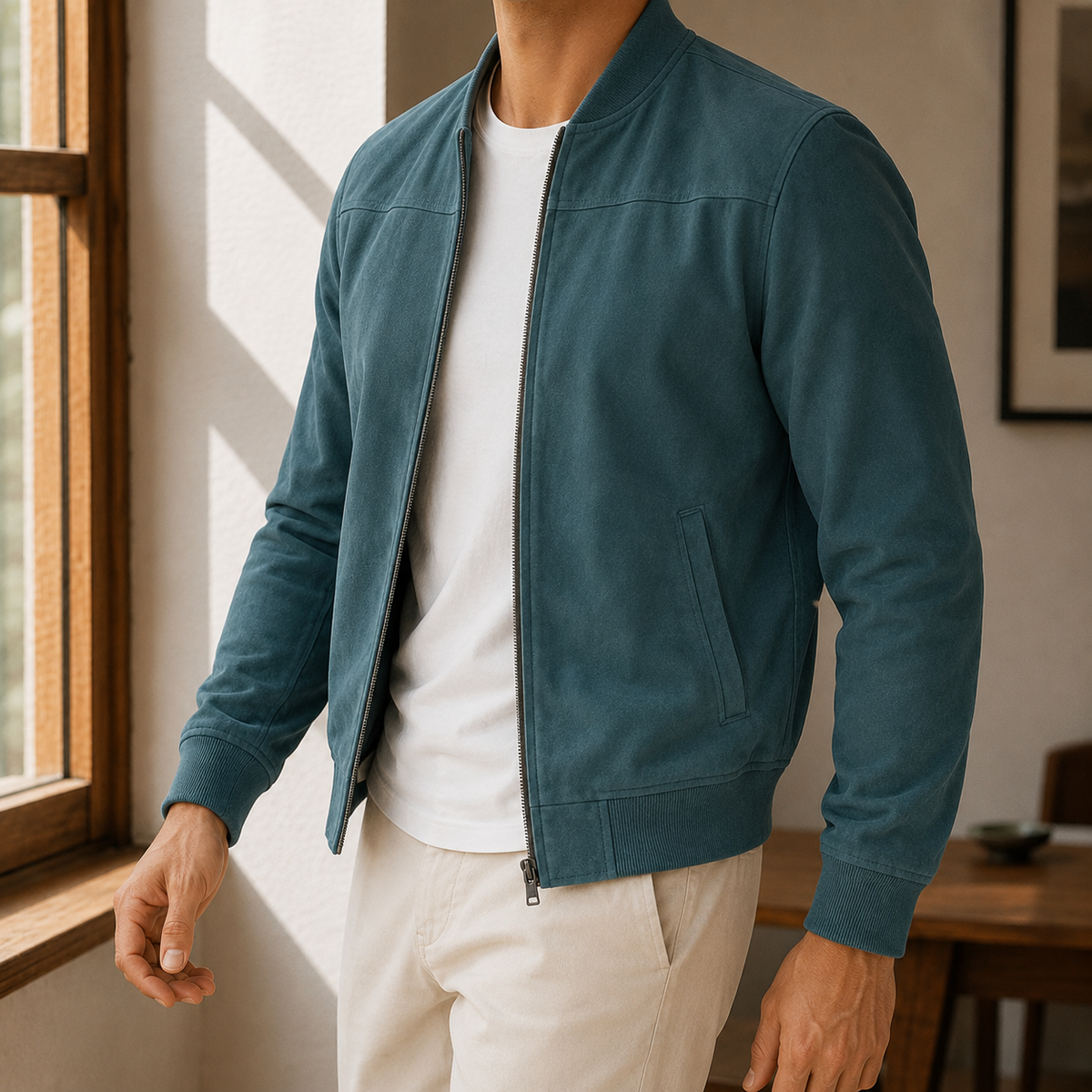 Herren Bomberjacke Regular Fit mit durchgehendem Reißverschluss