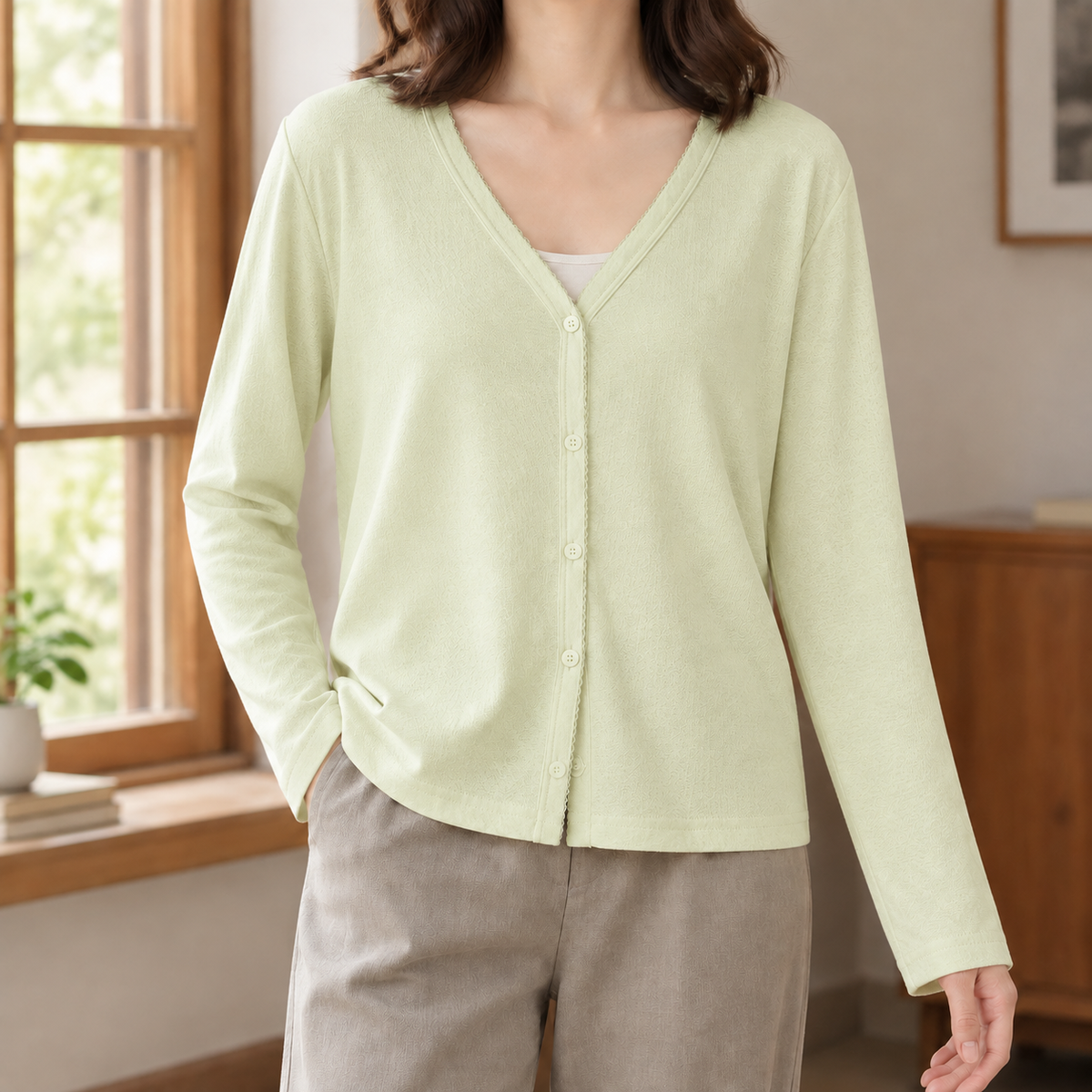 Damen Cardigan Relaxed Fit Casual mit Knopfleiste