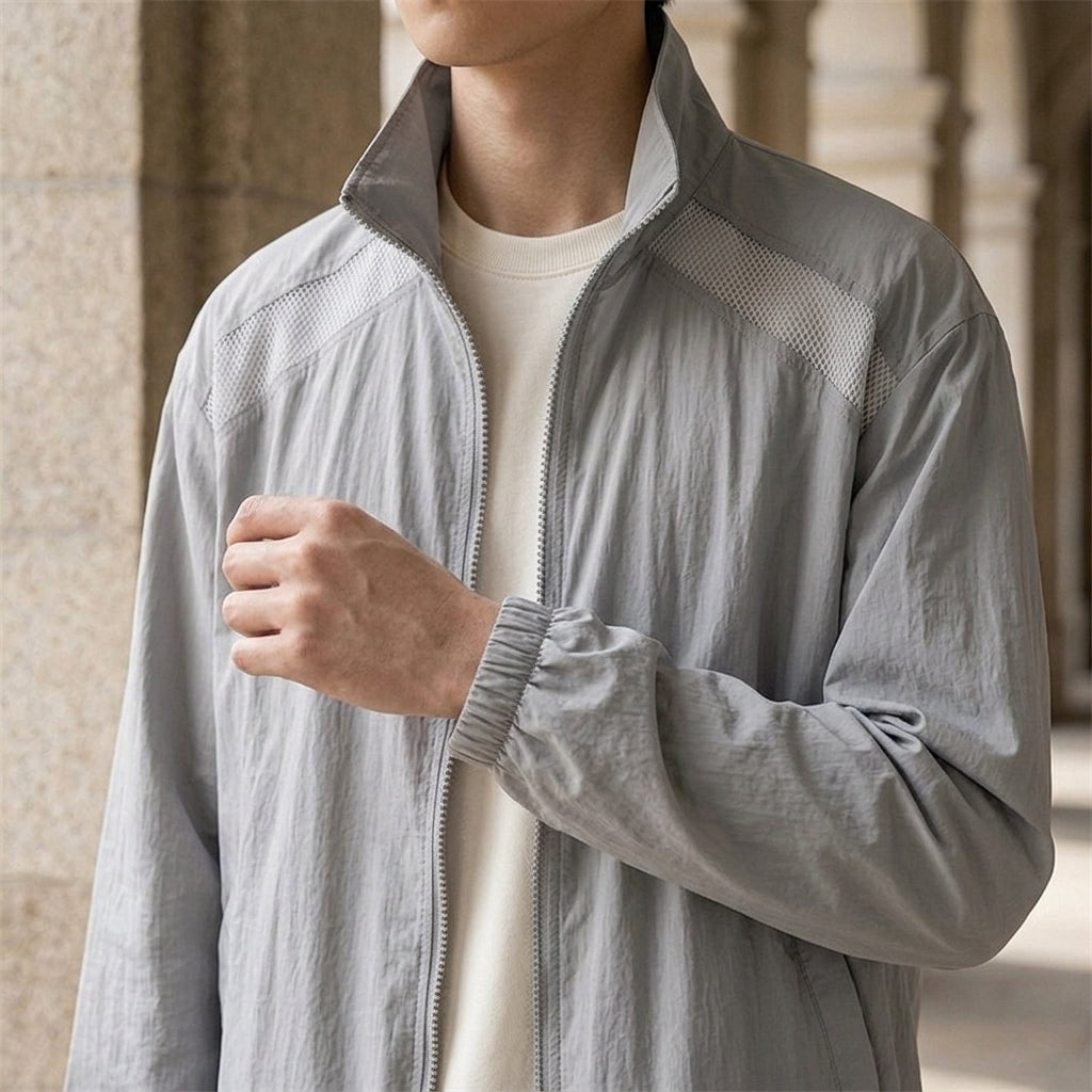 Herren Jacke Relaxed Fit mit Reißverschluss und Stehkragen