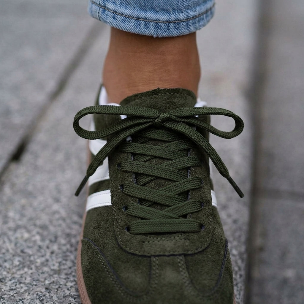 Damen Retro Sneaker Flach mit Schnürverschluss