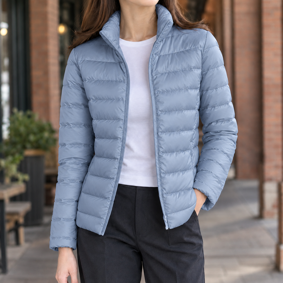 Damen Slim Fit Kaschmir Steppjacke Freizeit