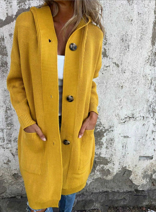 Damen Lange Strickjacke Elegant Casual Herbst