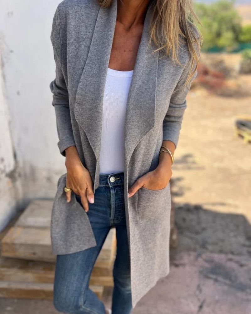 Damen Cardigan Strickjacke Revers Regular Fit Casual