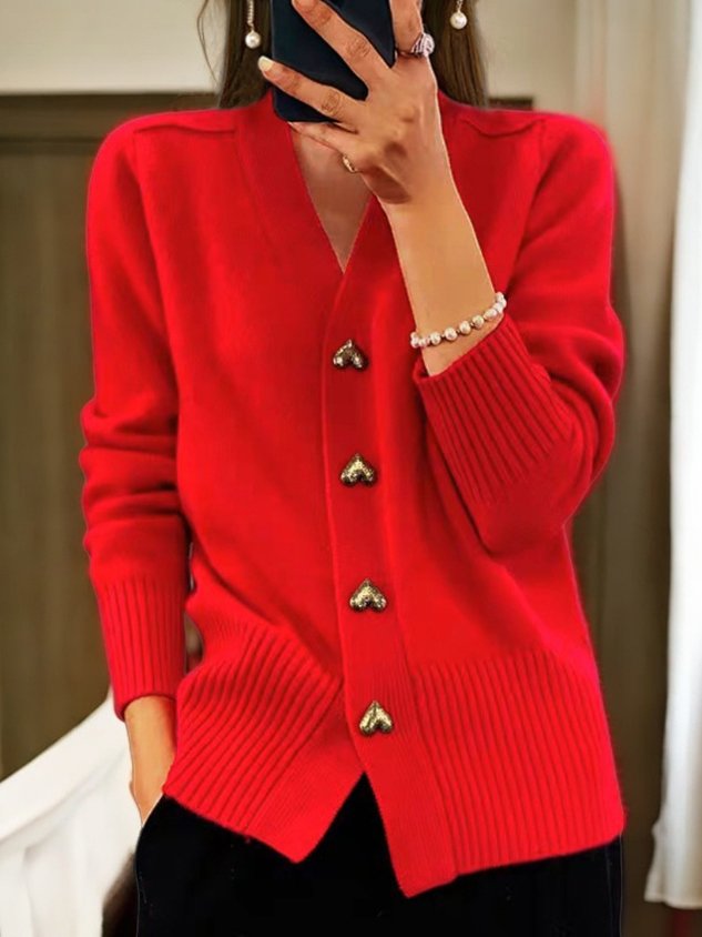 Damen Cardigan Regular Fit mit Knopfverschluss Herbst Winter