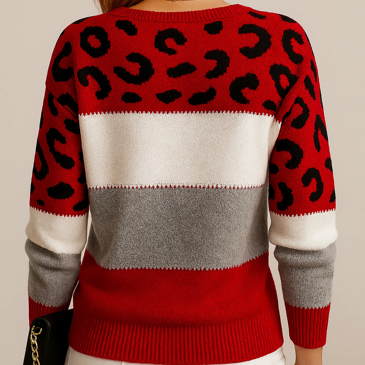 Damen Pullover Regular Fit Freizeit mit Leopardenmuster