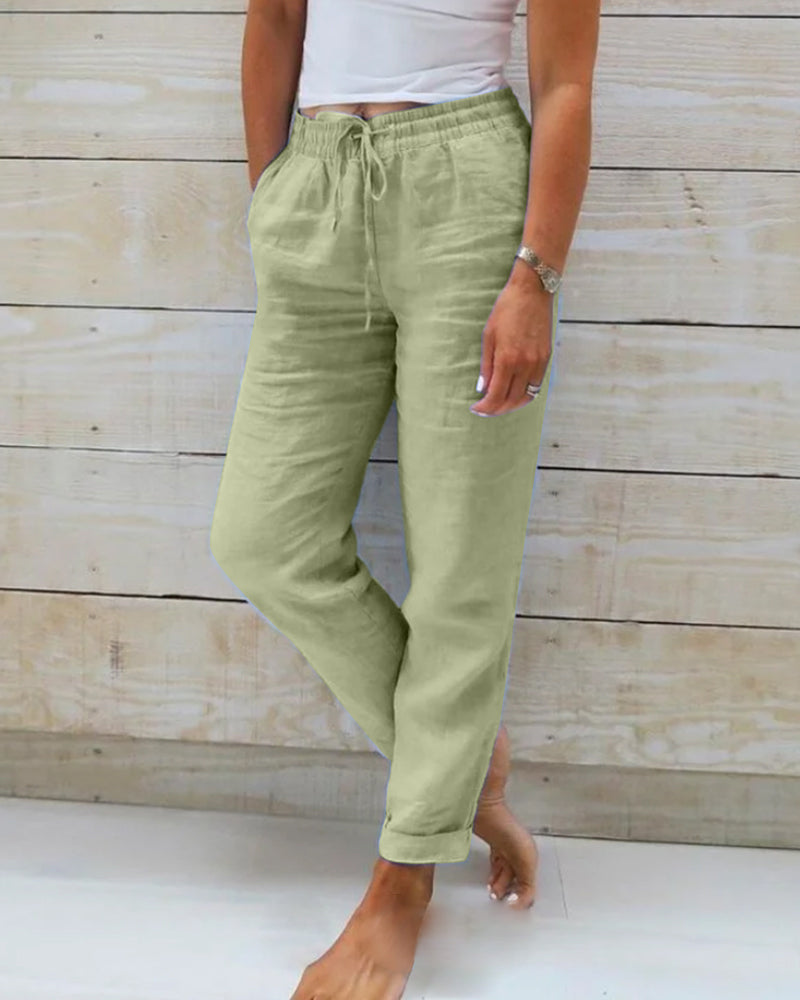 Damen Stoffhose Regular Fit Freizeit elastischer Bund