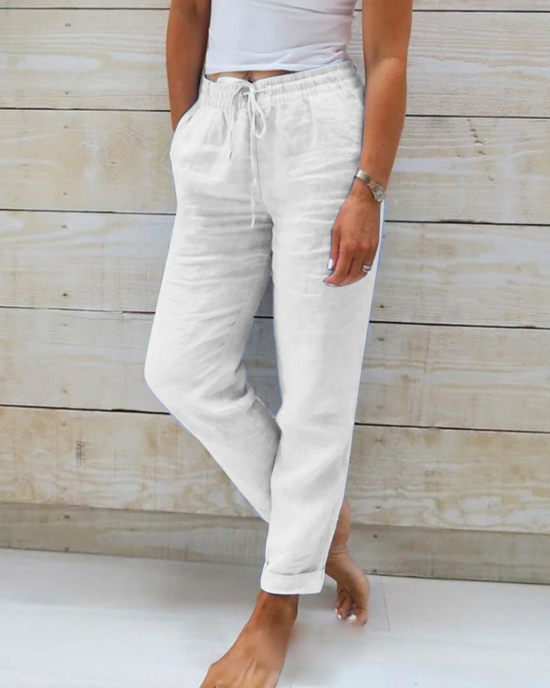 Damen Stoffhose Regular Fit Freizeit elastischer Bund