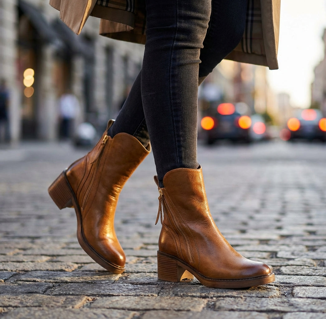 Damen Stiefel mit seitlichem Reißverschluss und gepolstertem Fußbett