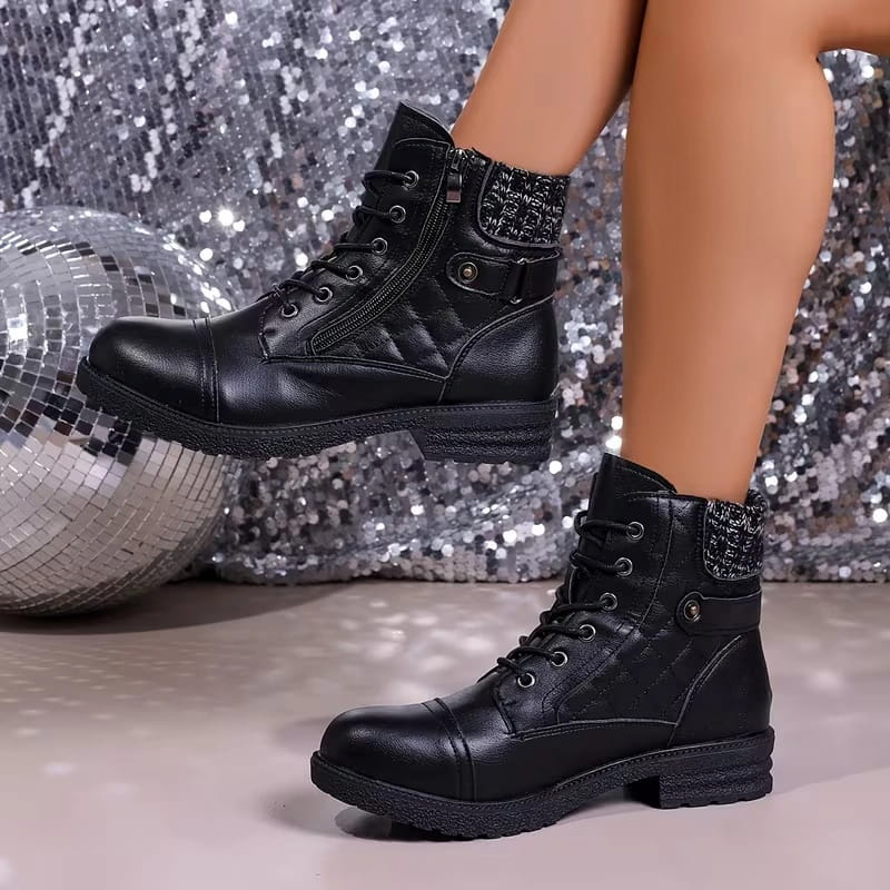 Damen Stiefeletten mit seitlichem Reißverschluss und Blockabsatz