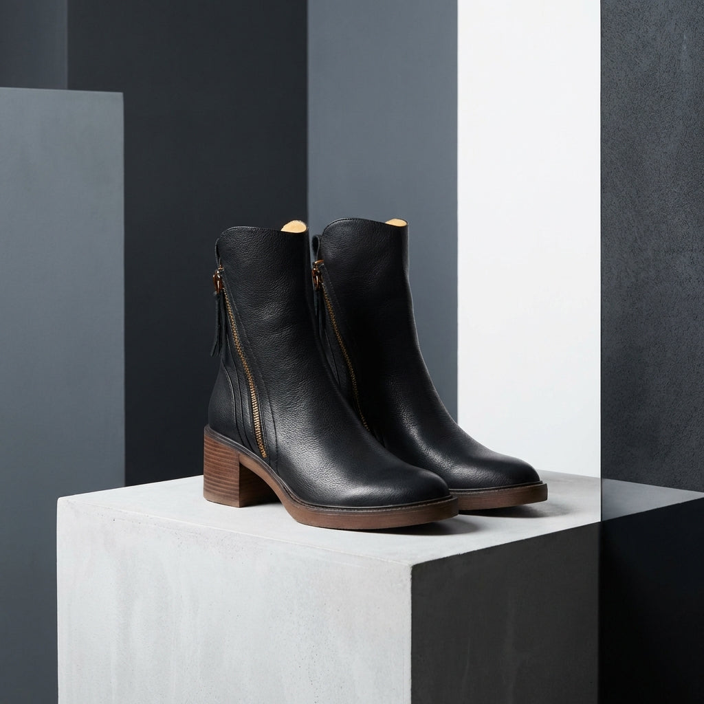 Damen Stiefel mit seitlichem Reißverschluss und gepolstertem Fußbett