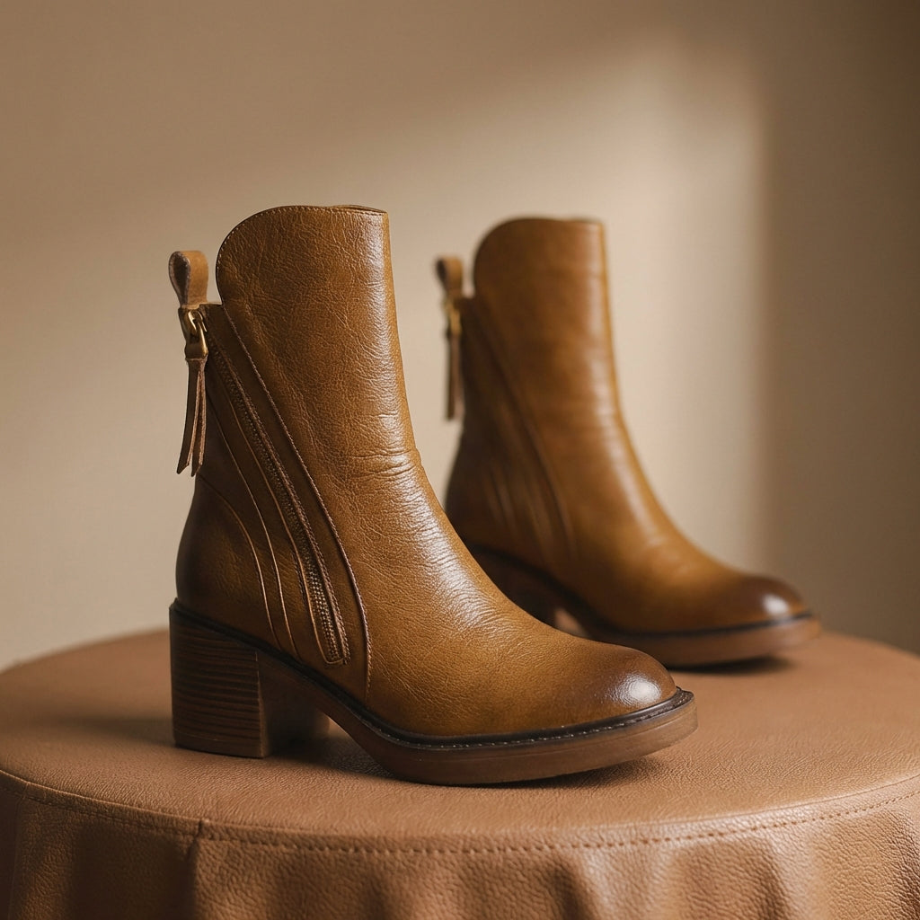 Damen Stiefel mit seitlichem Reißverschluss und gepolstertem Fußbett