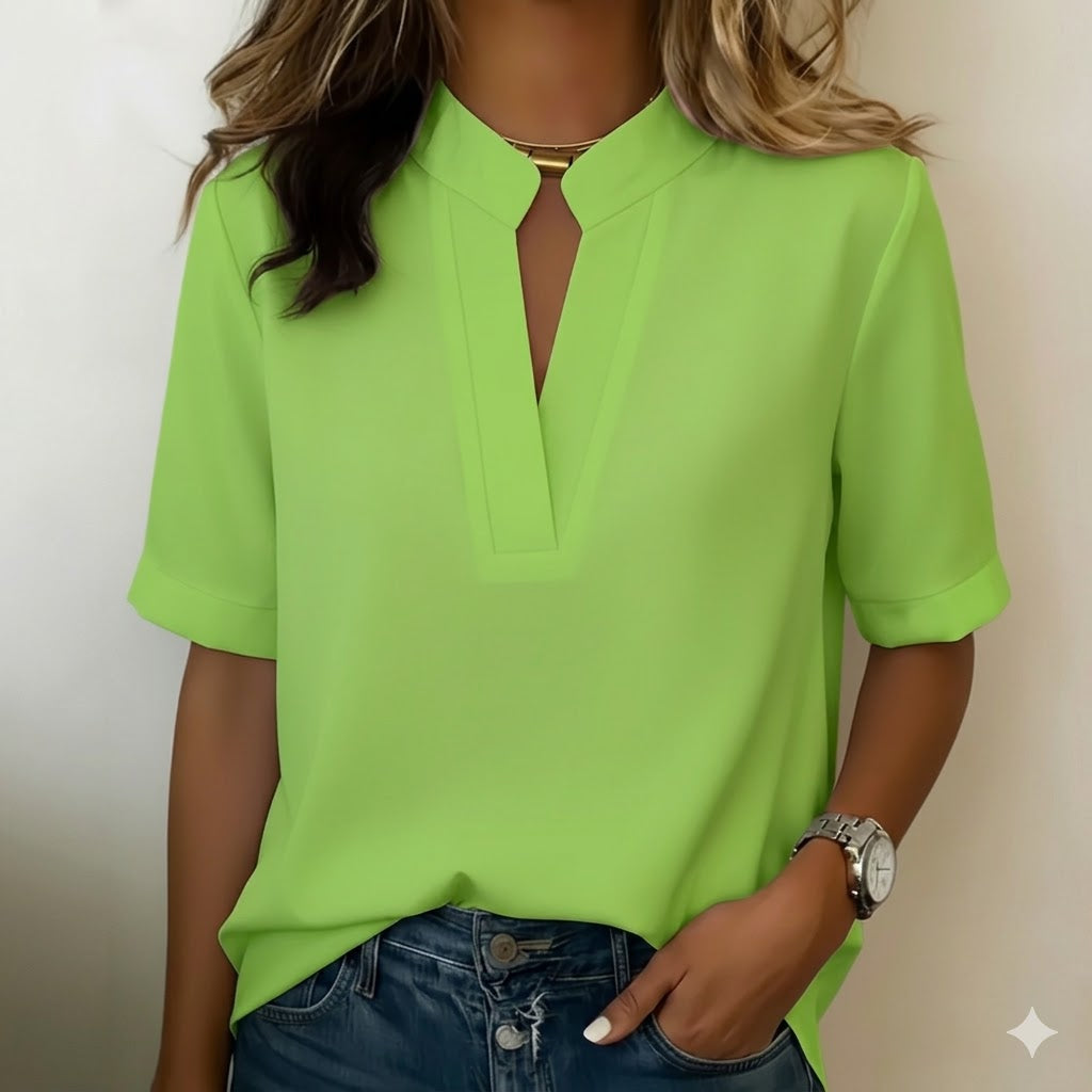 Damen Bluse Regular Fit Elegant mit raffiniertem Kragen