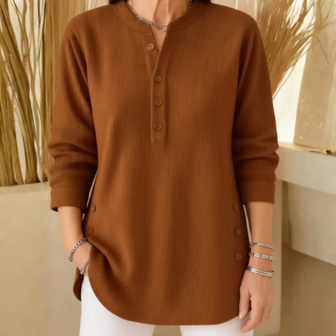 Damen Pullover Regular Fit Casual mit dekorativen Knöpfen